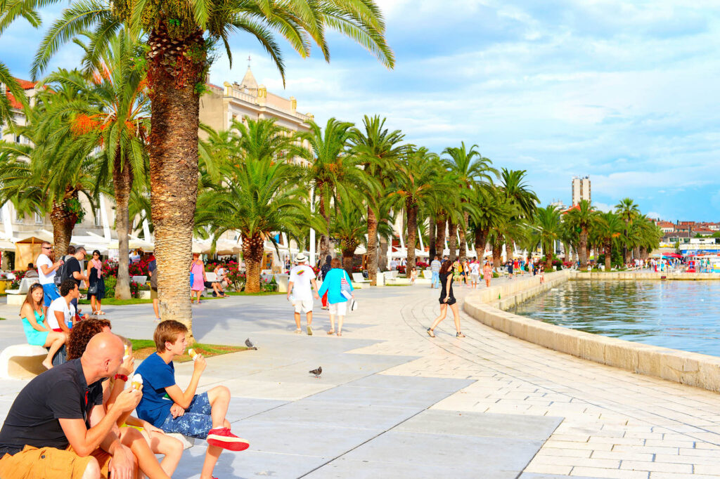 Captivating view of Split Riva promenade, a vibrant nearby place of town Trogir.