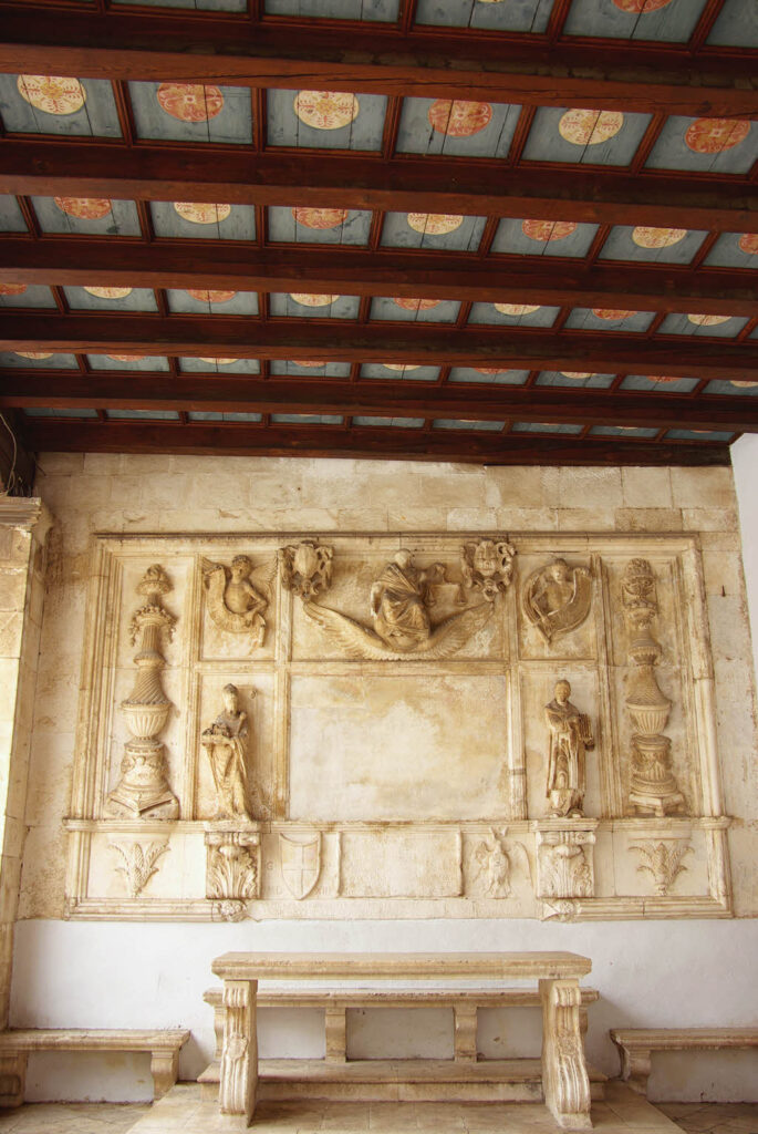 The relief of the loggia on the main square of the historic city Trogir